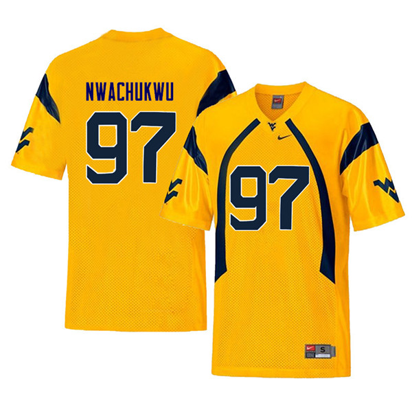 Men #97 Noble Nwachukwu West Virginia Mountaineers Retro College Football Jerseys Sale-Yellow - Click Image to Close